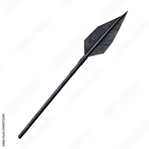 Sleek Arrow with a Modern Profile in Deep Charcoal Isolated on Transparent Background