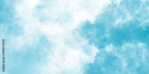 Abstract cerulean, blue cloud pattern watercolor wash texture brushed background. Light greenish blue colorful landing page flat background vector design. Smoke mist or smog background of smoke vape. 