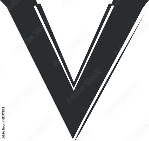 Black letter V alphabet character in bold typography design on white background