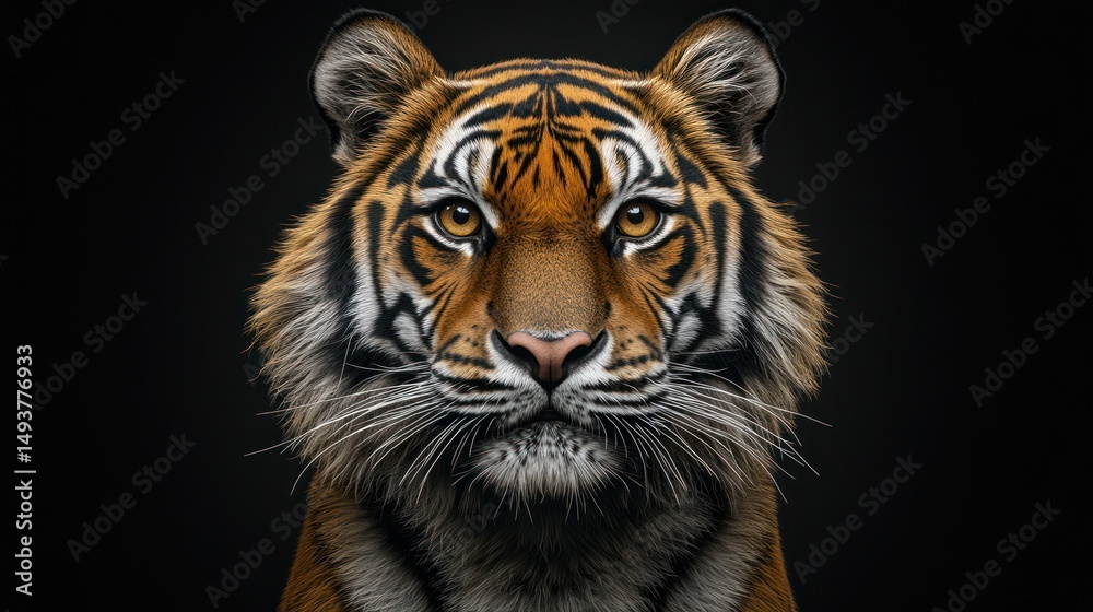 Fototapeta premium Close-up tiger portrait on black