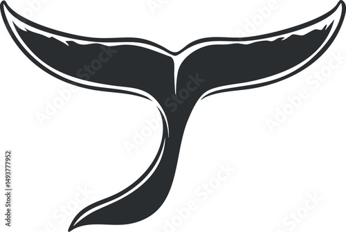 Black silhouette of a whale tail fluke symbolizing marine life and ocean wildlife concepts