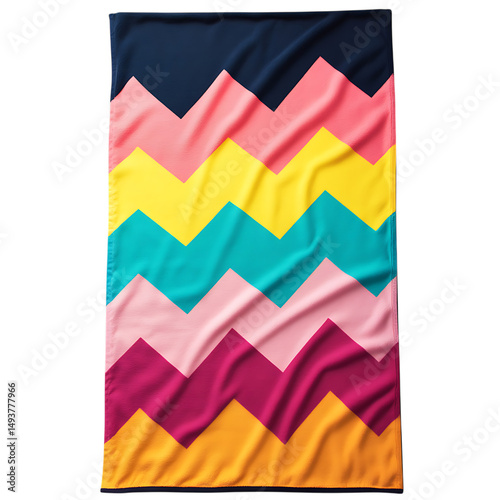 Bold Beach Towel Featuring Oversized Zigzag Pattern Isolated on Transparent Background