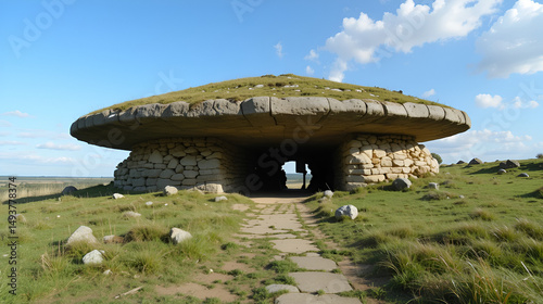 covered alley of Kerguntuil dolmen in Tregastel in Brittany