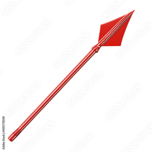 Bold Arrow with an Assertive Form in Cherry Red Color Isolated on Transparent Background