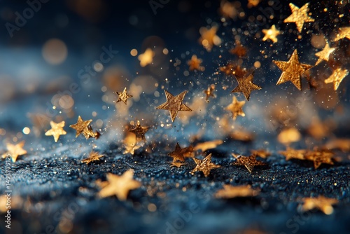 Golden Stars Scattered Across a Dark Surface Create a Magical Atmosphere at N...