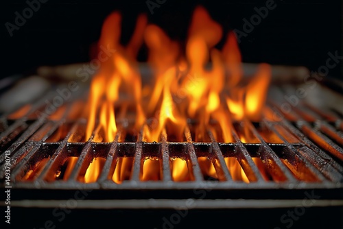 Sizzling Meat Grilling Over an Open Flame at a Summer Barbecue Gathering