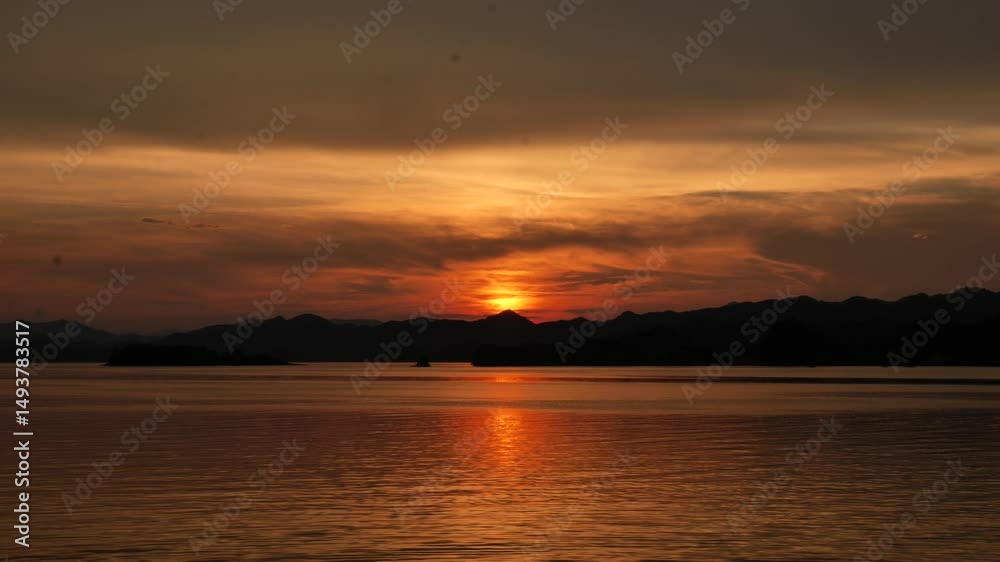 sunset in Thousand Island Lake natural scenery in Hangzhou, China. High quality 4k footage sunset in Thousand Island Lake natural scenery in Hangzhou, China. High quality 4k footage
