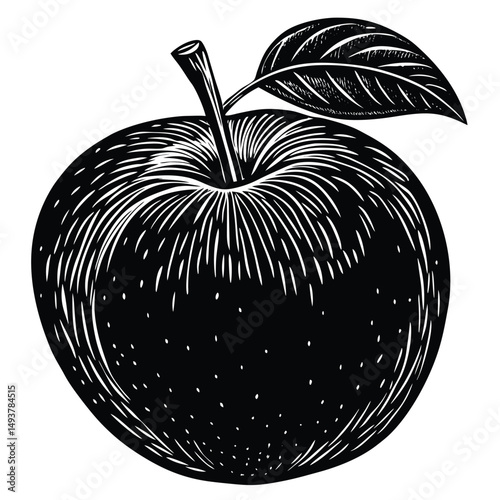 vector illustration of an apple on black background