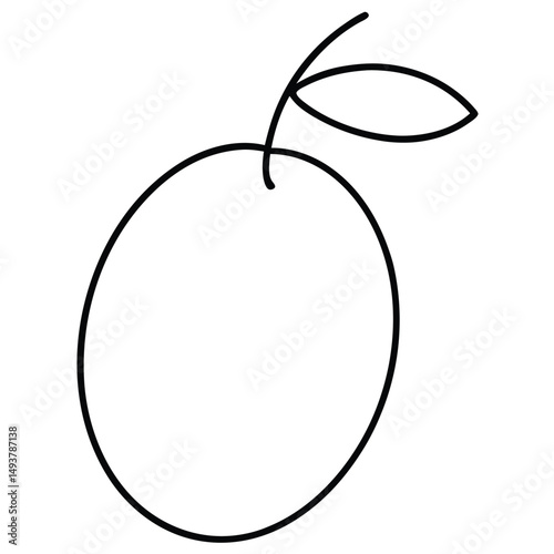 vector illustration of a fruit  with a stem and a leaf, resembling a dragon fruit