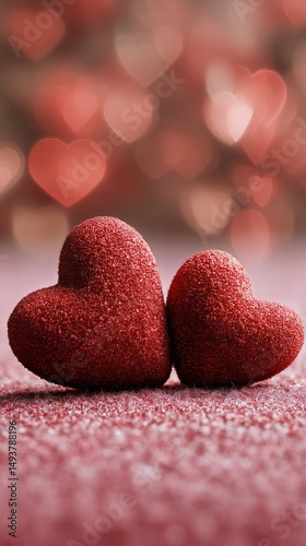 Love Hearts Sparkling in Red Tones for Romantic Celebration or Gifting Moments