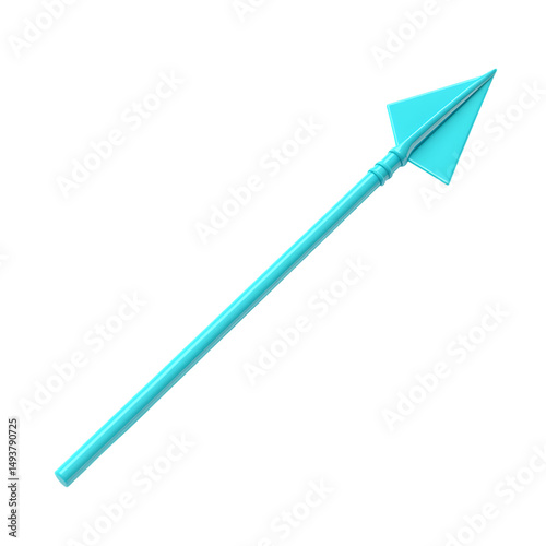 Modern Arrow with Modern Edges in Bright Cyan Color Isolated on Transparent Background