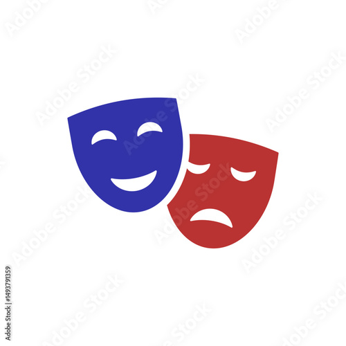 Sad and happy masks icon. Drama or theatre masks. Masquerade. Vector