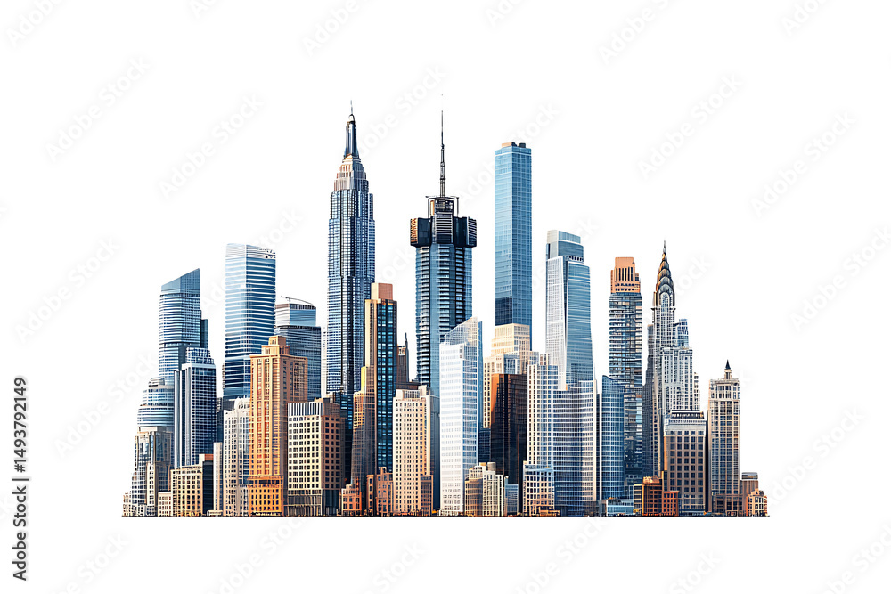 Fototapeta premium Modern city skyline isolated on transparent background