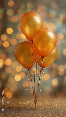 Bright Gold Balloons With Glitter Illuminate the Festive Atmosphere at a Cele...