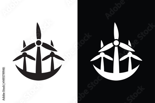 Wind Farm  icon vector on White Background ,Vector Art Illustration on white background.