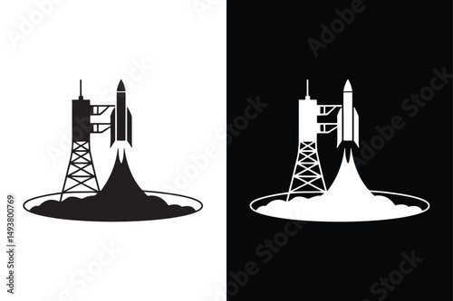 Spaceport icon vector on White Background ,Vector Art Illustration on white background.