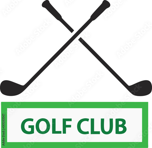 Simple Black and White Golf Logo Design with Golf Clubs and Text