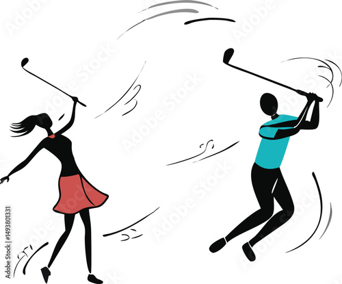 Simple Golf Club Logo Design with Crossed Golf Clubs and Green Rectangle