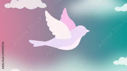 Pastel Dove Soaring Through Dreamy Sky A Serene Animated Background