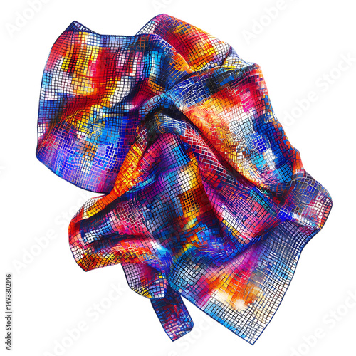 Contemporary Cooling Wrap with a Vibrant Digital Mo Isolated on Transparent Background