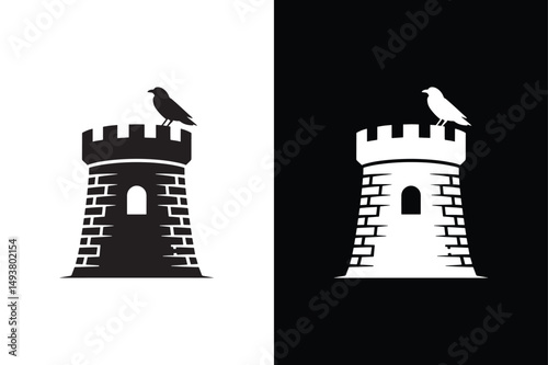 Castle tower icon vector on White Background ,Vector Art Illustration on white background.