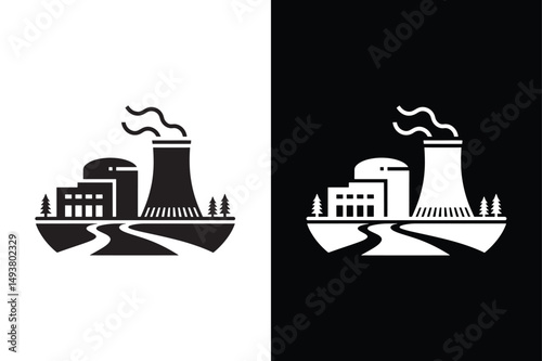 Power Plant icon vector on White Background ,Vector Art Illustration on white background.