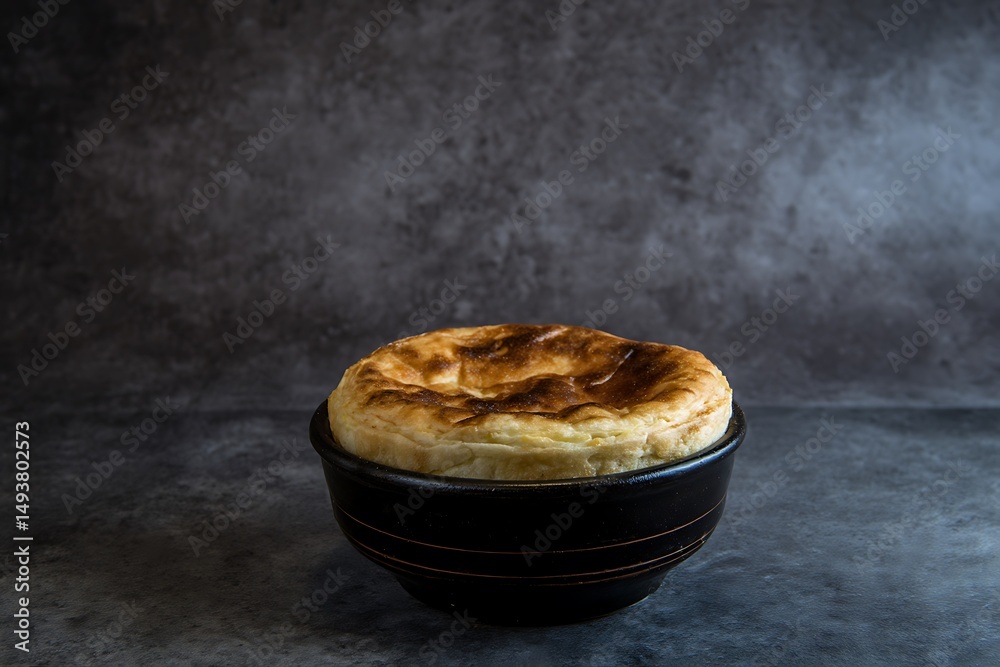 Homemade custard in a ceramic bowl Homemade custard in a ceramic bowl