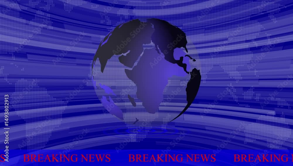 Glowing News background full screen blue world map earth globe animation 3d video. Blue and white color 3d rotated earth technology.