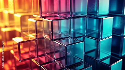 Vibrant, translucent cubes in a colorful, stacked arrangement
