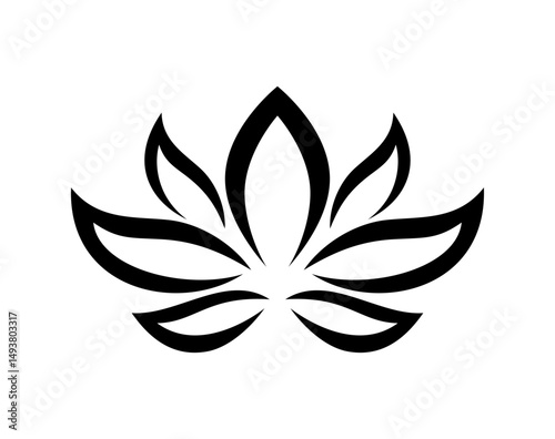 Vector silhouette of lotus flower.