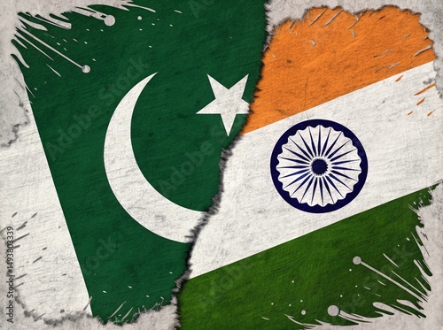 Pakistan and indian flags.