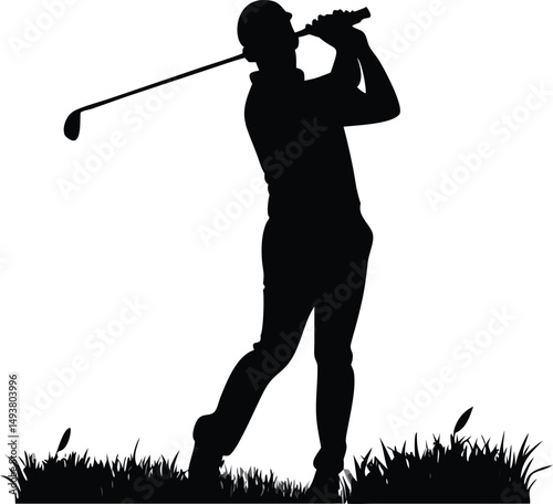Young Woman Golfer Swinging Driver on Autumn Golf Course