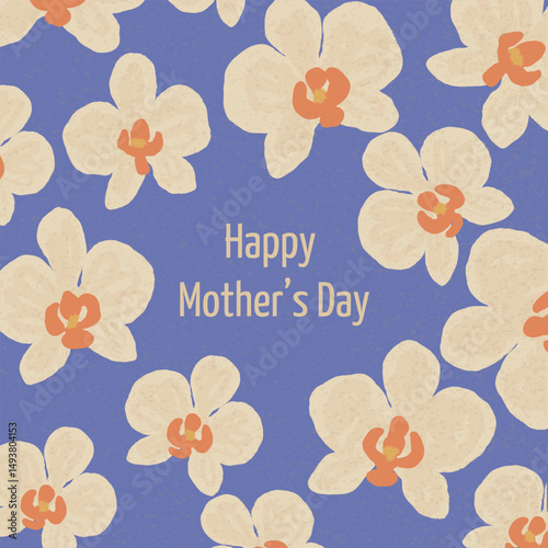 Happy Mother's Day Card with Orchid Flowers