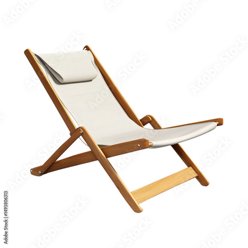 Modern Fold Away Wooden Beach Chair with a Futurist Isolated on Transparent Background