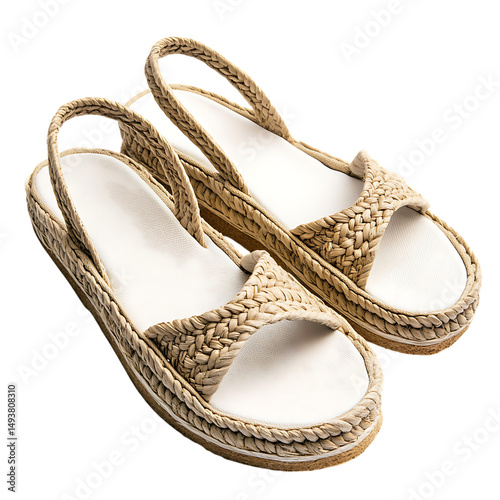 Fashion Forward Espadrille Inspired Sandals with So Isolated on Transparent Background