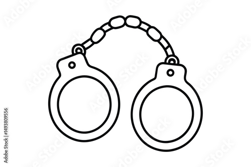 Handcuffs line art Vector bundle  illustration, Handcuffs line art, Handcuffs  silhouette vector 