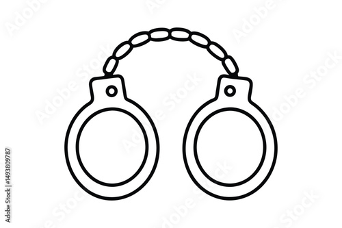 Handcuffs line art Vector bundle  illustration, Handcuffs line art, Handcuffs  silhouette vector 