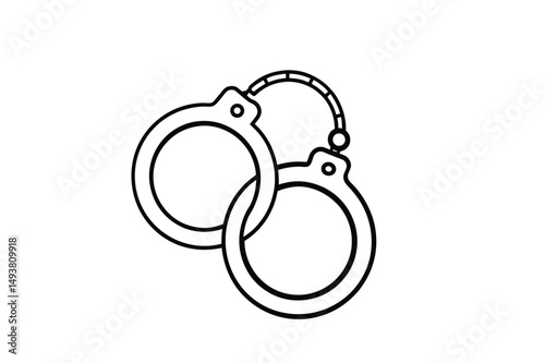 Handcuffs line art Vector bundle  illustration, Handcuffs line art, Handcuffs  silhouette vector 