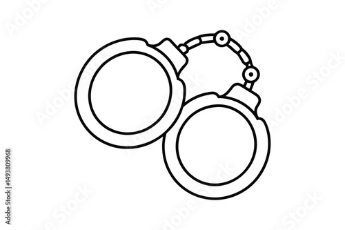Handcuffs line art Vector bundle  illustration, Handcuffs line art, Handcuffs  silhouette vector 