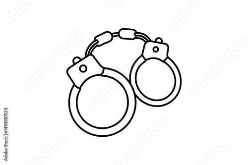 Handcuffs line art Vector bundle  illustration, Handcuffs line art, Handcuffs  silhouette vector 