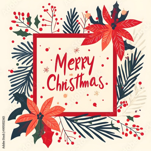 Festive Happy Holidays and Merry Christmas Card Flat Vector Design for Greetings