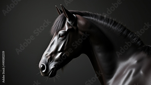 A shiny black fur horse

