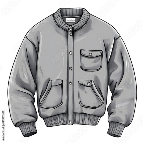 Professional Cartoon Vector Illustration of Gray Jacket and Sweater for Creative Designs