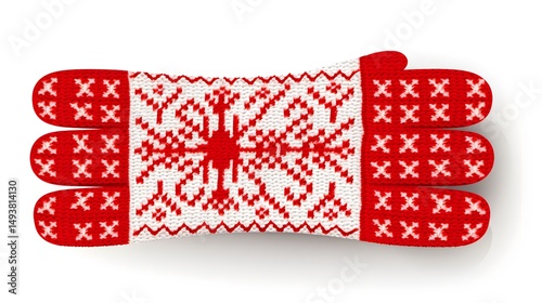 Festive Merry Christmas Warm Knitted Glove Vector Illustration for Greetings
