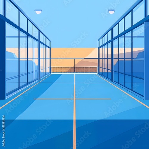 Professional Padel Court View Flat Vector Illustration for Sports Marketing Materials
