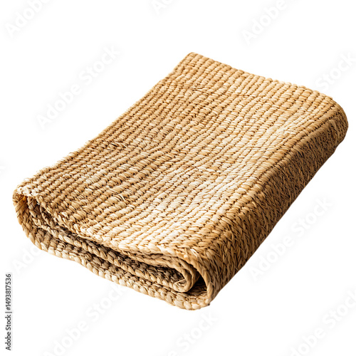 Minimalist Straw Beach Mat with Sleek Design Isolated on Transparent Background