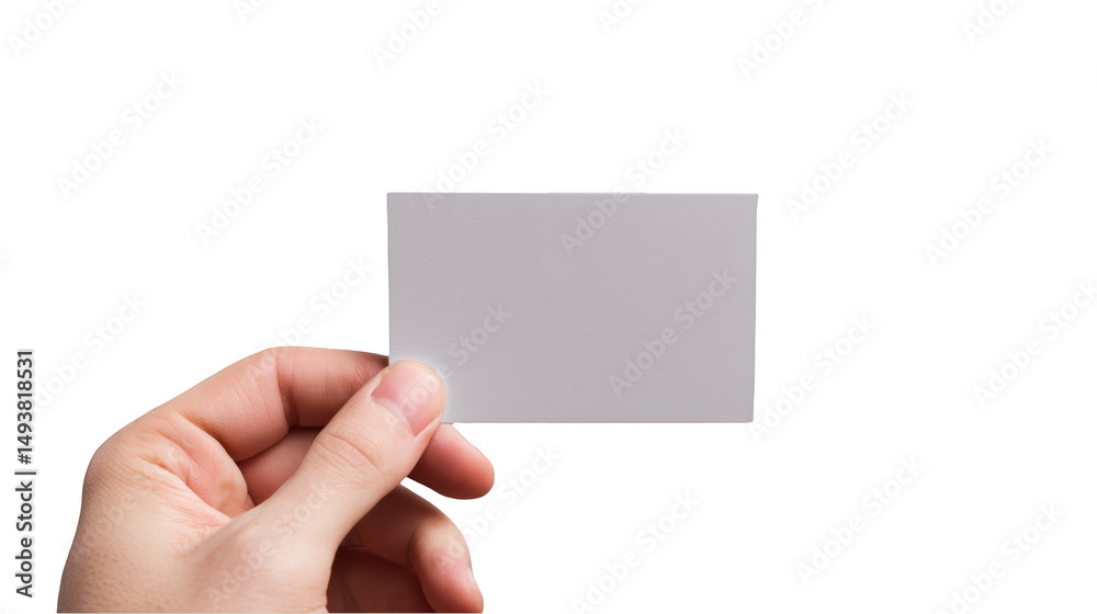 Obraz premium Hand Holding Blank Gray Card isolated on transparent background On Transparent Background
