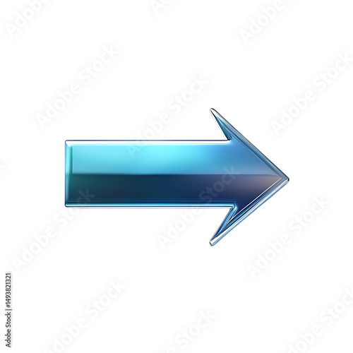 Sleek Arrow with Smooth Gradient Transitions in Icy Isolated on Transparent Background