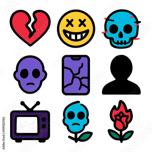 Emotions and expressions flat icons set. mood and feelings symbols collection