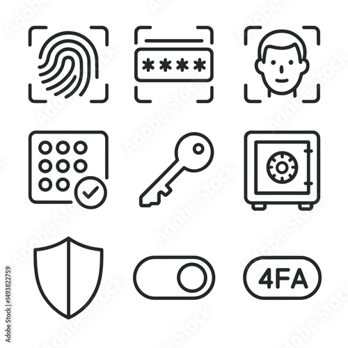 Security and privacy linear icons set. protection and safety symbols collection